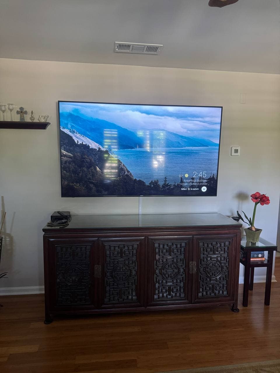 76-Inch TV Mount Above an Antique Console in Boca Raton, FL
