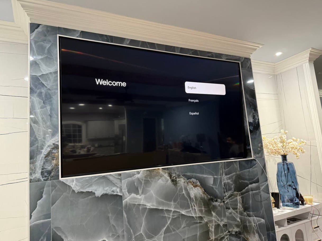TV Mount on a Marble Slab Wall in Weston, FL — Why the Cable Stayed Visible