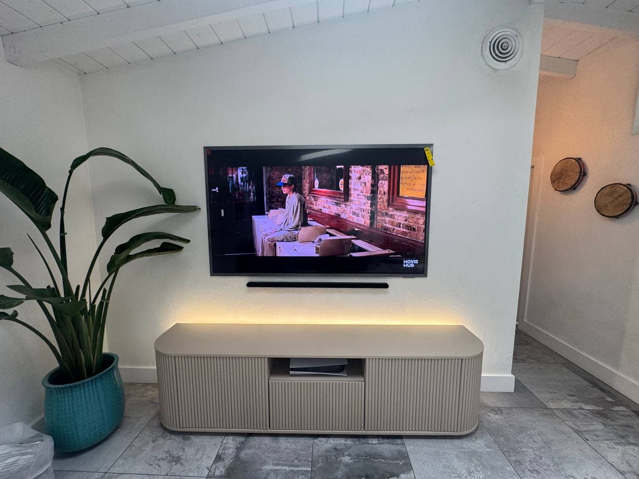 77-Inch TV and Soundbar, Fully Hidden Cables, in Fort Lauderdale, FL